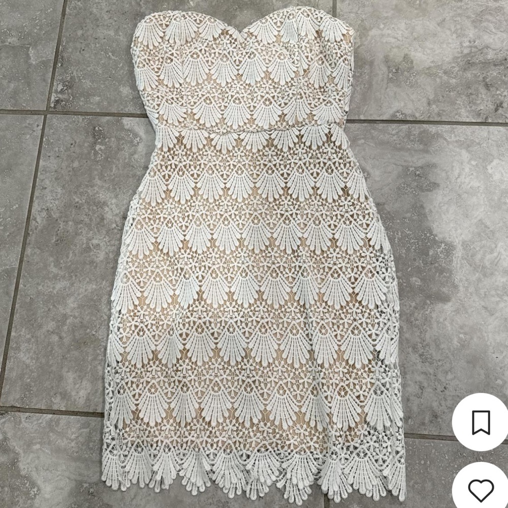 Charlotte Russe Cream Lace Strapless Midi Dress